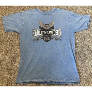 Harley Davidson Large UAE Shirt Eagle Abu Dhabi Blue